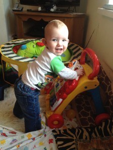 Standing with her walker