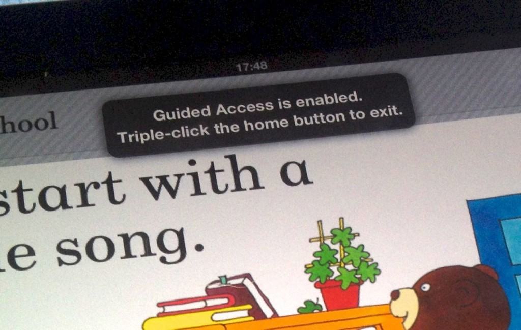 Guided access warning