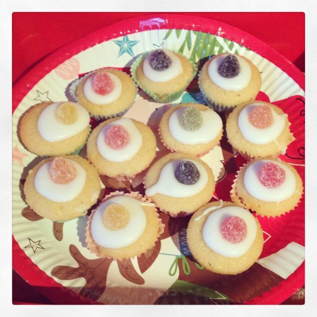 The answer, if you're interested, was teeny little cupcakes topped with snowy white icing and jelly drops.