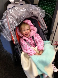 Enjoying her ride on the train