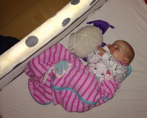 Lydia has been camping out in a travel cot since we took her cot apart last weekend!