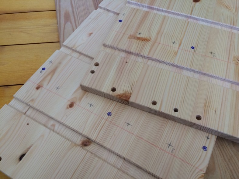 Cutting down to size and drilling the trofast - kura bunkbed hack
