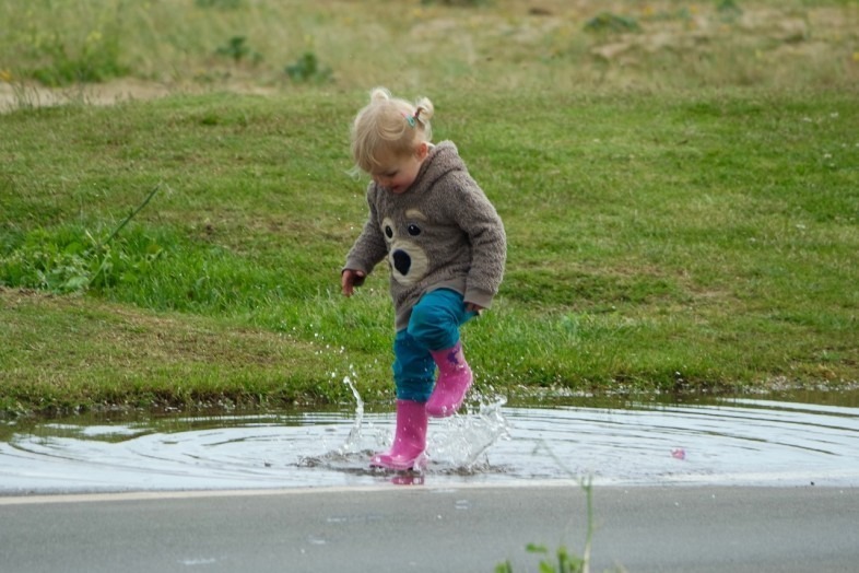 Splashing in puddles