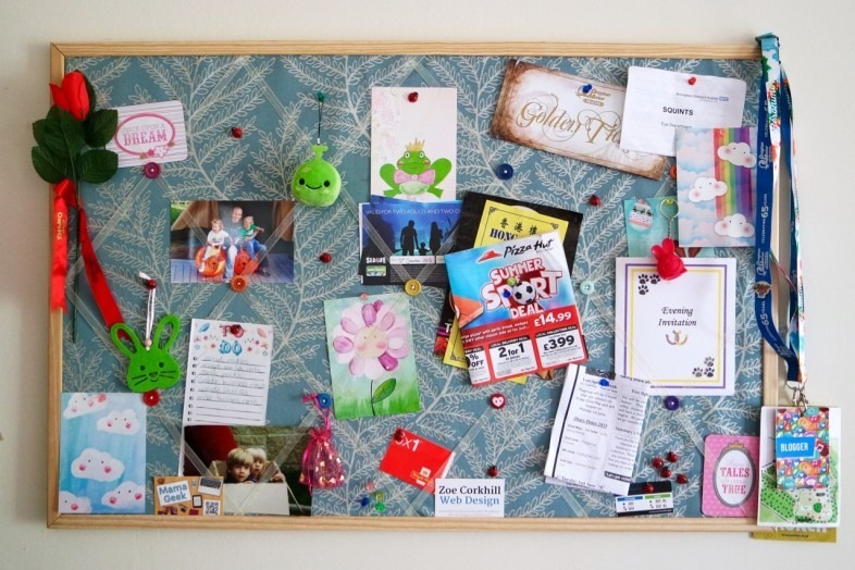 Making a fabric pin board with Hillarys Safi Turquoise fabric