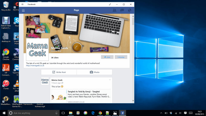 Windows 10 Facebook