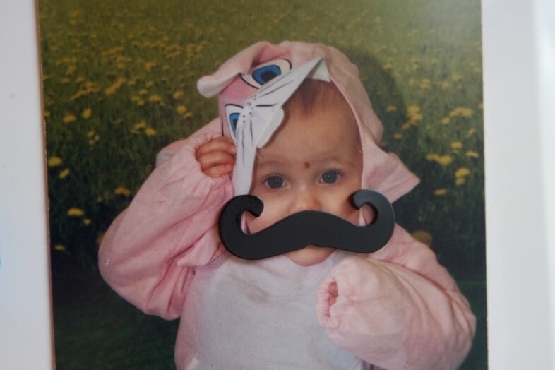 Lydia with a moustache