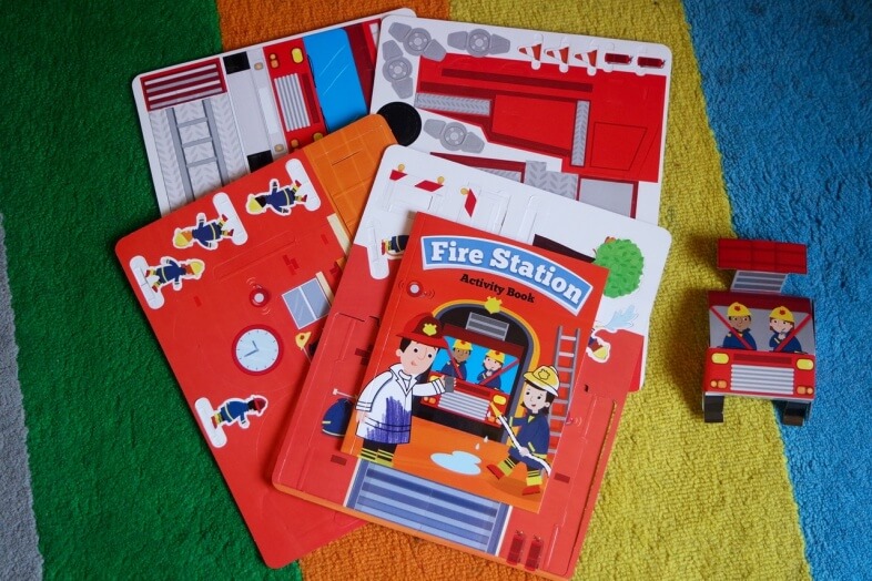 Fire Station playset with pop out cardboard pieces