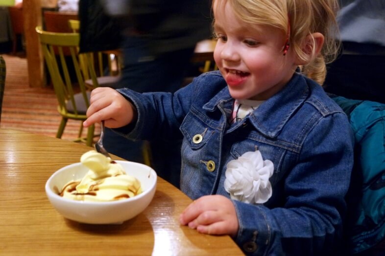 Lydia enjoying her ice cream