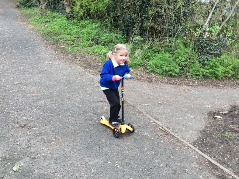 Scooting home from school