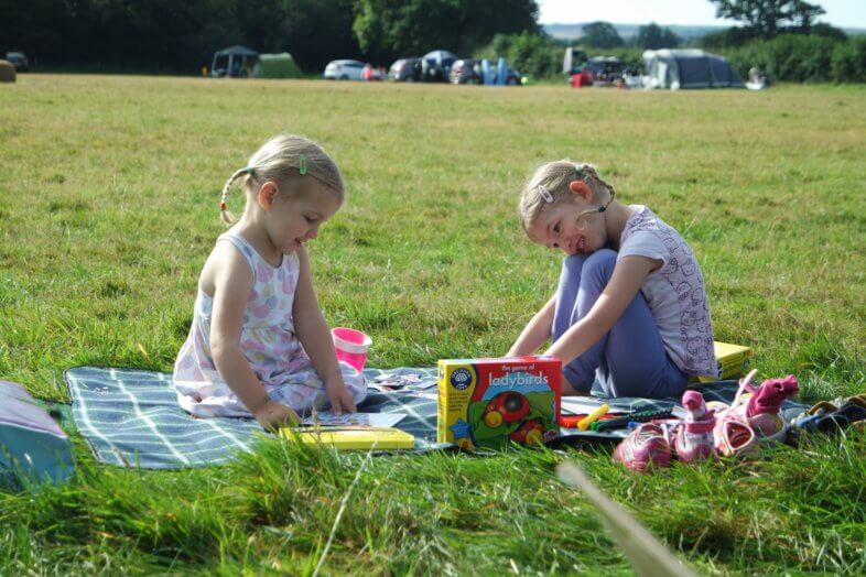 playing games at the campsite