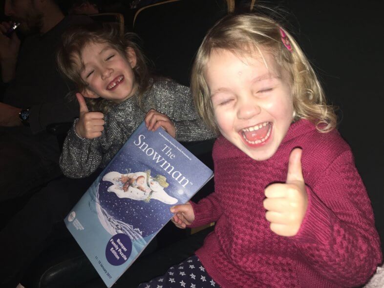 The girls waiting for The Snowman to start