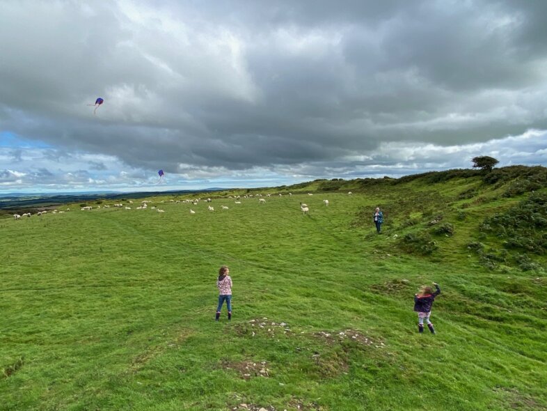Lydia and Georgie flying kites