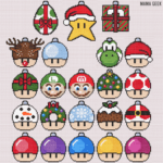 Mario Christmas Cross Stitch Baubles