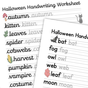 Halloween Handwriting Worksheets