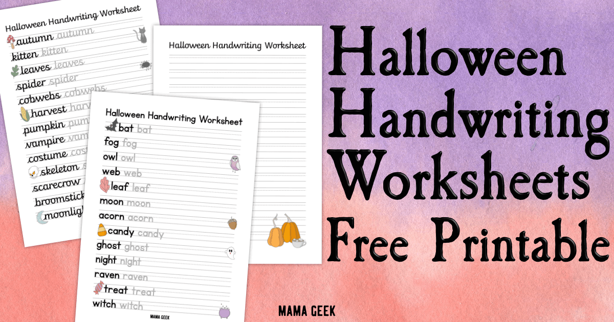 Halloween Handwriting Worksheets – Free Printable | Mama Geek